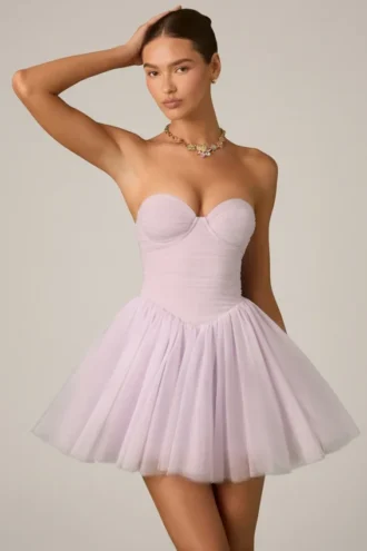 Dottie Tulle Corset Mini Dress in Lilac