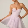 Dottie Tulle Corset Mini Dress in Lilac