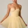 Dottie Tulle Corset Mini Dress in Yellow