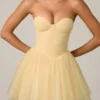 Dottie Tulle Corset Mini Dress in Yellow