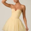 Dottie Tulle Corset Mini Dress in Yellow