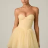 Dottie Tulle Corset Mini Dress in Yellow