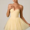 Dottie Tulle Corset Mini Dress in Yellow