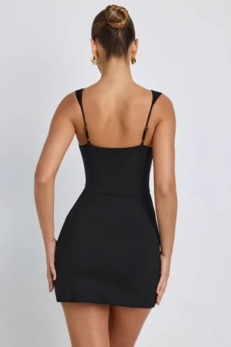 Dove Modal Sweetheart Neckline Bodycon Mini Dress in Black