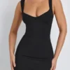 Dove Modal Sweetheart Neckline Bodycon Mini Dress in Black