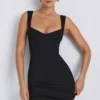 Dove Modal Sweetheart Neckline Bodycon Mini Dress in Black