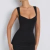 Dove Modal Sweetheart Neckline Bodycon Mini Dress in Black