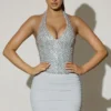 Drea Ruched Mid-Rise Mini Skirt in Silver