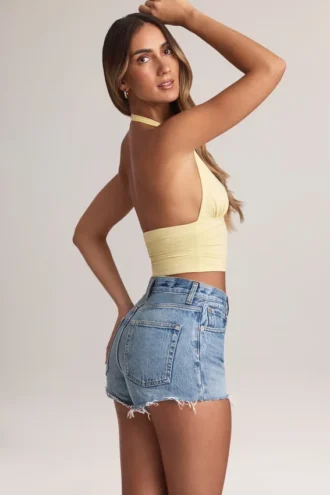 Drew Modal Halterneck Top in Lemon Sherbet