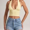 Drew Modal Halterneck Top in Lemon Sherbet