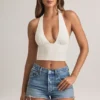 Drew Modal Halterneck Top in White