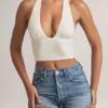 Drew Modal Halterneck Top in White