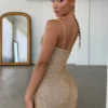 Drop a Glint Embellished Mini Dress in Gold