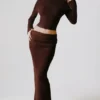 Edalene Ribbed-Knit Foldover Maxi Skirt in Espresso