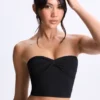 Edie Modal Twist-Front Bandeau Top in Black