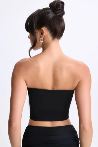 Edie Modal Twist-Front Bandeau Top in Black