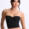 Edie Modal Twist-Front Bandeau Top in Black