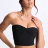 Edie Modal Twist-Front Bandeau Top in Black