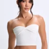 Edie Modal Twist-Front Bandeau Top in White