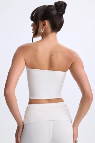 Edie Modal Twist-Front Bandeau Top in White