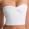 Edie Modal Twist-Front Bandeau Top in White