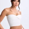 Edie Modal Twist-Front Bandeau Top in White