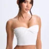 Edie Modal Twist-Front Bandeau Top in White