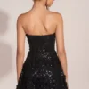 Edita Embellished Appliqué Sweetheart Mini Dress in Black