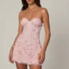 Edita Embellished Bandeau A-line Mini Dress in Ballet Pink