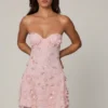 Edita Embellished Bandeau A-line Mini Dress in Ballet Pink
