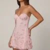Edita Embellished Bandeau A-line Mini Dress in Ballet Pink