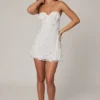 Edita Embellished Bandeau A-line Mini Dress in White