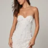 Edita Embellished Bandeau A-line Mini Dress in White