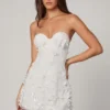 Edita Embellished Bandeau A-line Mini Dress in White