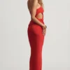 Elena Textured Jersey Low-Rise Maxi Skirt in Chilli Red