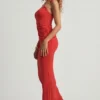 Elena Textured Jersey Low-Rise Maxi Skirt in Chilli Red