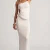 Elena Textured Jersey Low-Rise Maxi Skirt in White