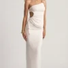 Elena Textured Jersey Low-Rise Maxi Skirt in White