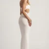 Elena Textured Jersey Low-Rise Maxi Skirt in White