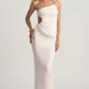 Elena Textured Jersey Low-Rise Maxi Skirt in White
