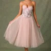 Elia Embellished Lace-Up Cupless Corset in Floral Pink