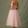 Elia Embellished Lace-Up Cupless Corset in Floral Pink