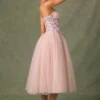 Elia Embellished Lace-Up Cupless Corset in Floral Pink