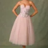 Elia Embellished Lace-Up Cupless Corset in Floral Pink