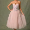 Elia Embellished Lace-Up Cupless Corset in Floral Pink