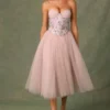 Elia Embellished Lace-Up Cupless Corset in Floral Pink