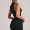 Elin High-Neck Romper in Black