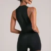 Elin High-Neck Romper in Black