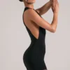 Elin High-Neck Romper in Black