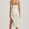 Eliora Embellished Draped Midaxi Dress in White